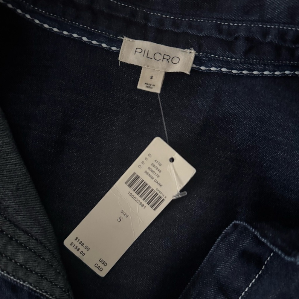 Pilcro Oversized Denim Jacket with White Embroidered Stitching - Picture 11 of 12